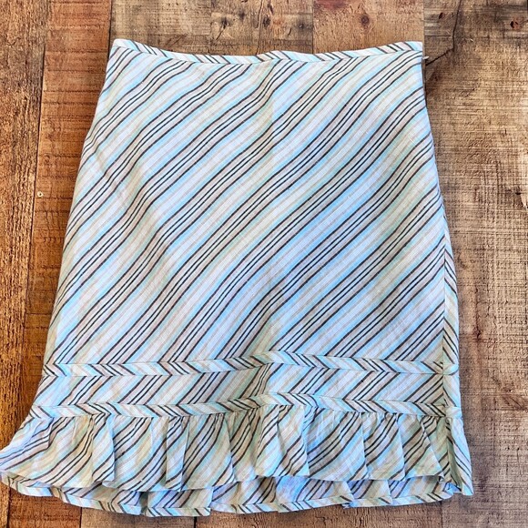Ann Taylor Loft Linen Striped Knee Length Straight Skirt Size 4 corpcore work - Picture 2 of 4